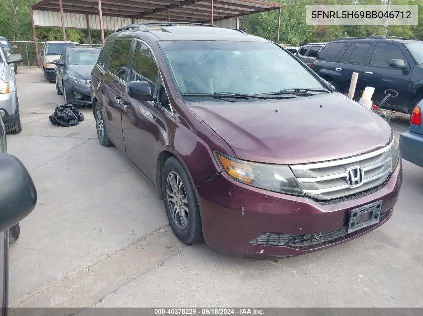 2011 Honda Odyssey Ex-L VIN: 5FNRL5H69BB046712 Lot: 40378229