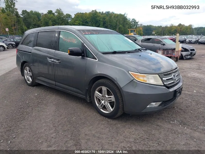 2011 Honda Odyssey Touring/Touring Elite VIN: 5FNRL5H93BB032993 Lot: 40382170