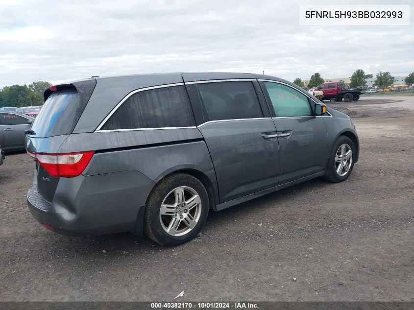 2011 Honda Odyssey Touring/Touring Elite VIN: 5FNRL5H93BB032993 Lot: 40382170