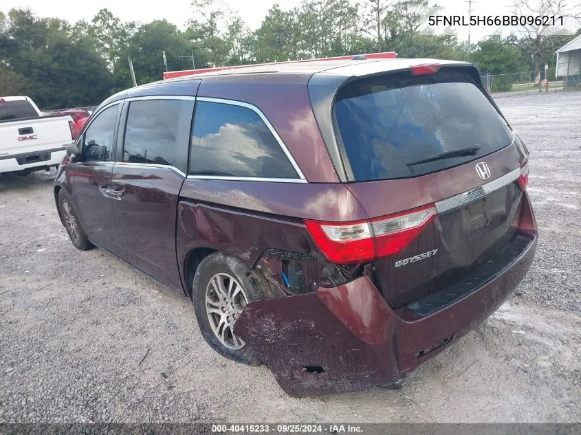 2011 Honda Odyssey Ex-L VIN: 5FNRL5H66BB096211 Lot: 40415233