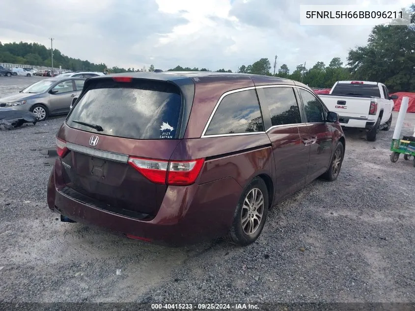 2011 Honda Odyssey Ex-L VIN: 5FNRL5H66BB096211 Lot: 40415233