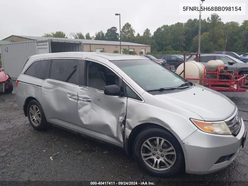 2011 Honda Odyssey Ex-L VIN: 5FNRL5H68BB098154 Lot: 40417411