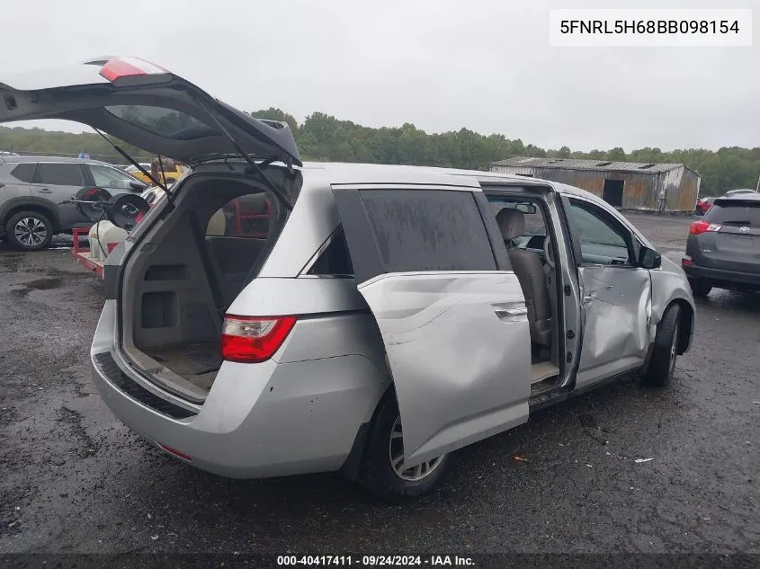 2011 Honda Odyssey Ex-L VIN: 5FNRL5H68BB098154 Lot: 40417411