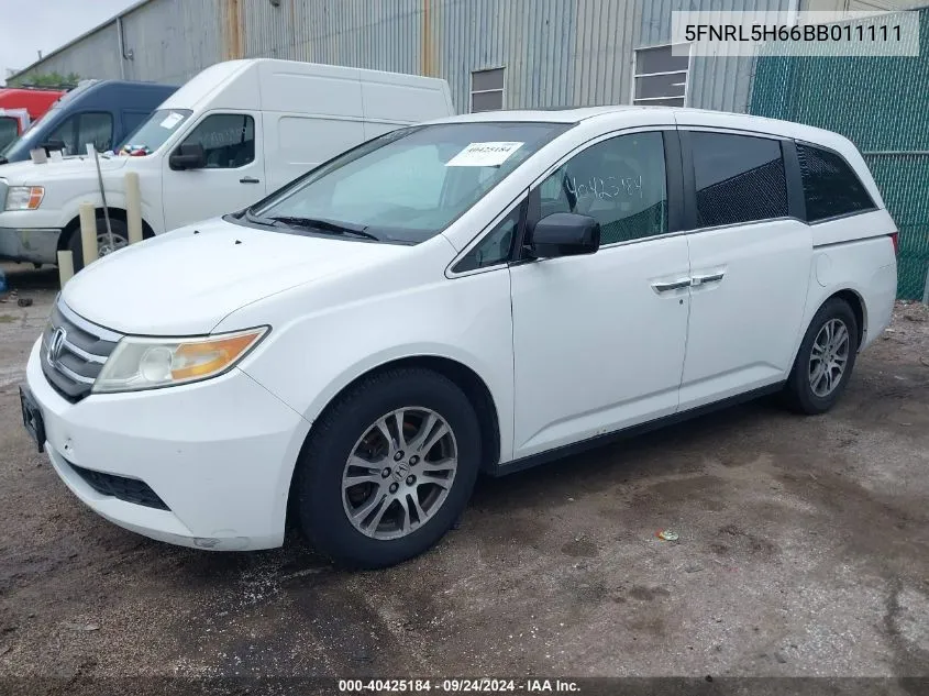 2011 Honda Odyssey Ex-L VIN: 5FNRL5H66BB011111 Lot: 40425184