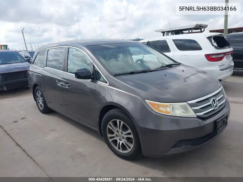 2011 Honda Odyssey Ex-L VIN: 5FNRL5H63BB034166 Lot: 40429851