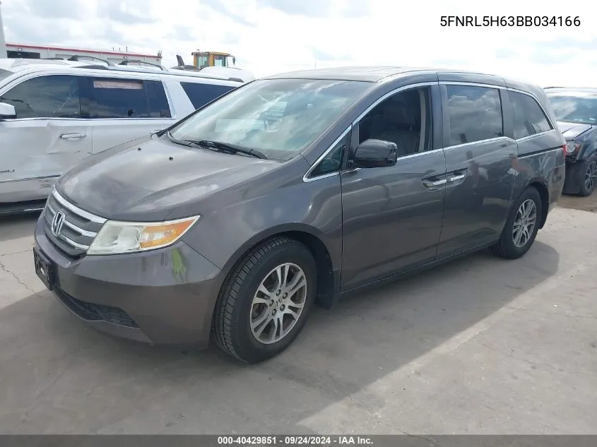 5FNRL5H63BB034166 2011 Honda Odyssey Ex-L