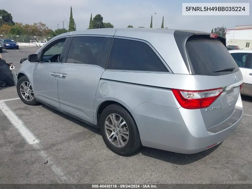 2011 Honda Odyssey Ex VIN: 5FNRL5H49BB035224 Lot: 40430116