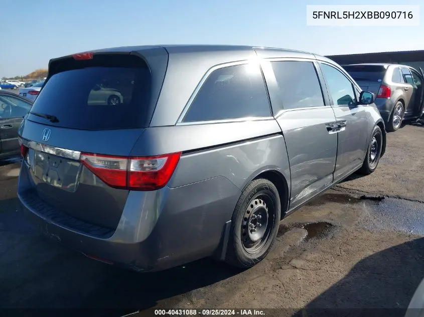 2011 Honda Odyssey Lx VIN: 5FNRL5H2XBB090716 Lot: 40431088