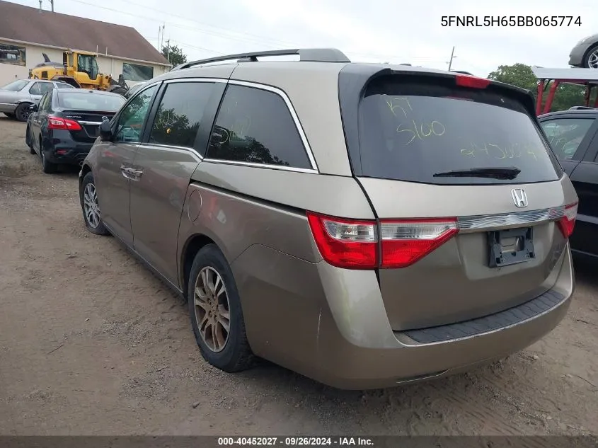 5FNRL5H65BB065774 2011 Honda Odyssey Ex-L