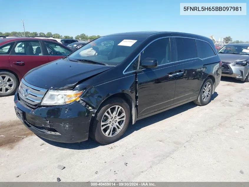 2011 Honda Odyssey Exl VIN: 5FNRL5H65BB097981 Lot: 40459014