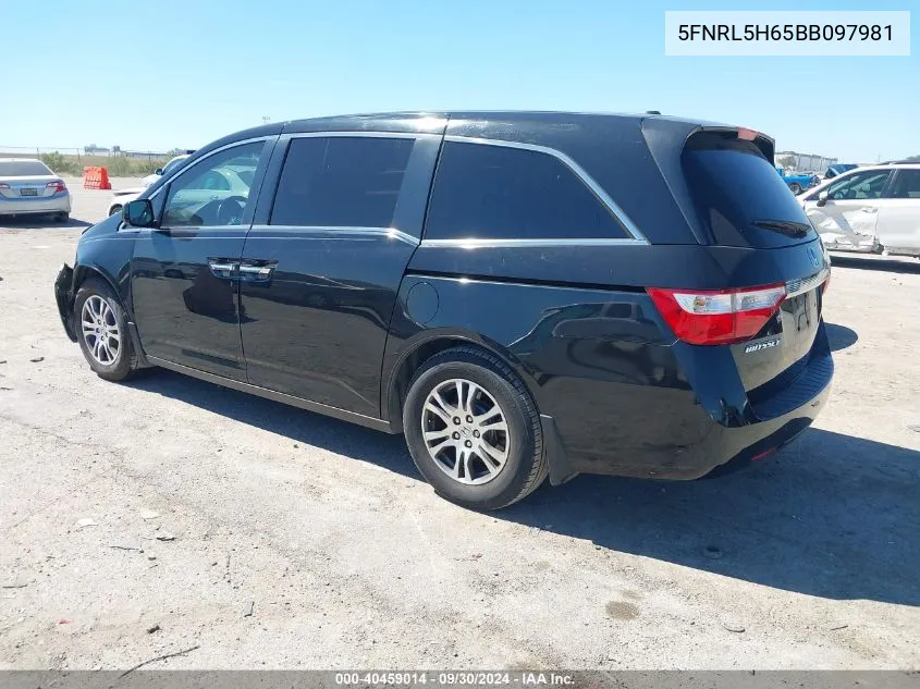 5FNRL5H65BB097981 2011 Honda Odyssey Exl