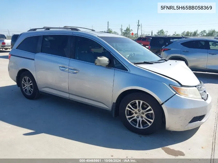 2011 Honda Odyssey Ex-L VIN: 5FNRL5H65BB058369 Lot: 40465661