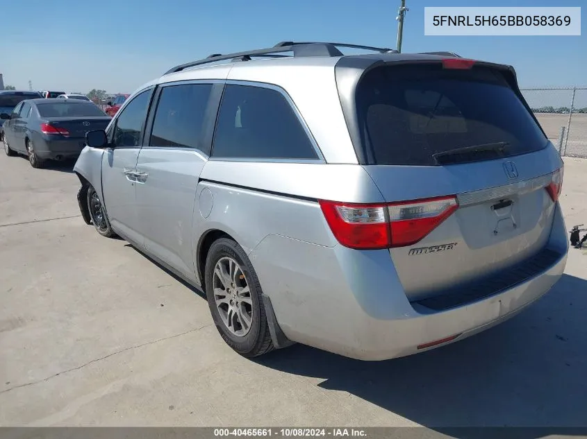 2011 Honda Odyssey Ex-L VIN: 5FNRL5H65BB058369 Lot: 40465661