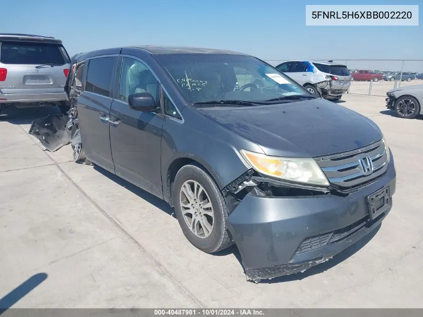 2011 Honda Odyssey Ex-L VIN: 5FNRL5H6XBB002220 Lot: 40487981