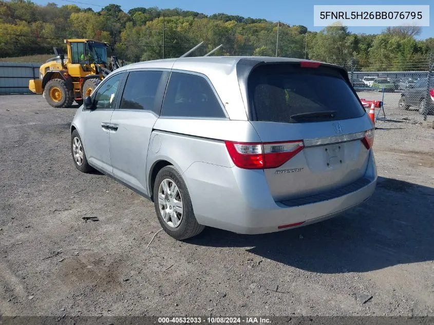 2011 Honda Odyssey Lx VIN: 5FNRL5H26BB076795 Lot: 40532033