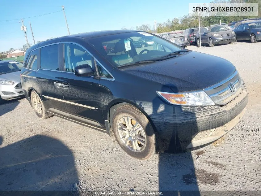 2011 Honda Odyssey Ex-L VIN: 5FNRL5H6XBB028901 Lot: 40545069