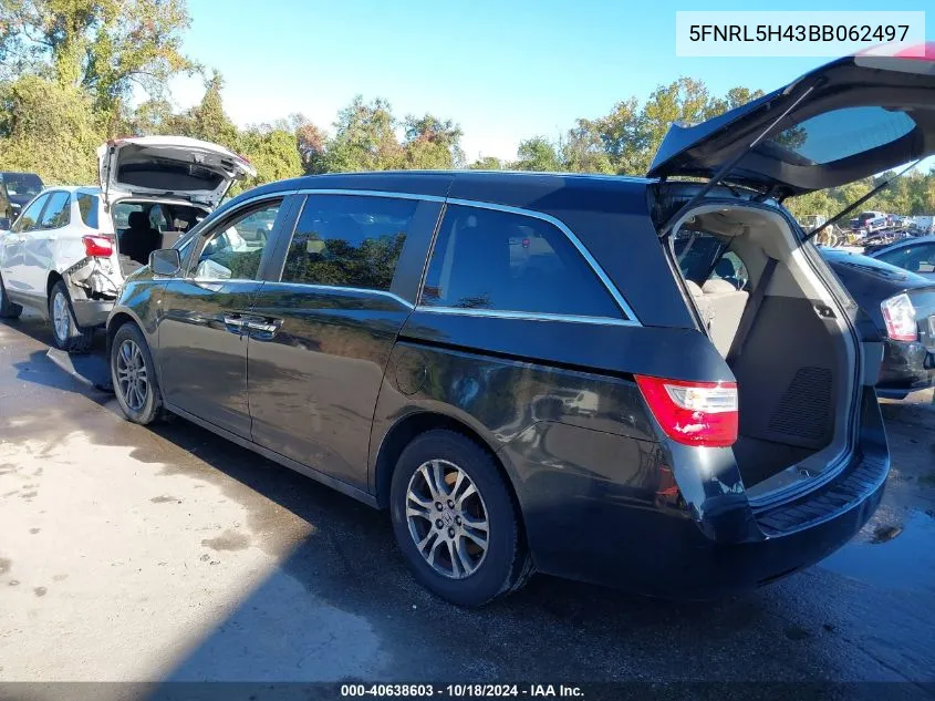 2011 Honda Odyssey Ex VIN: 5FNRL5H43BB062497 Lot: 40638603