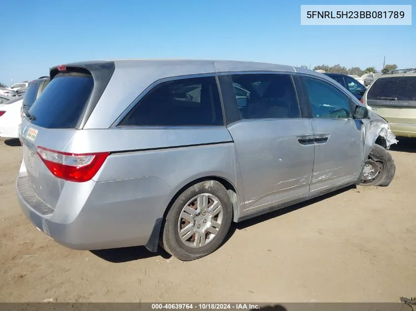 2011 Honda Odyssey Lx VIN: 5FNRL5H23BB081789 Lot: 40639764