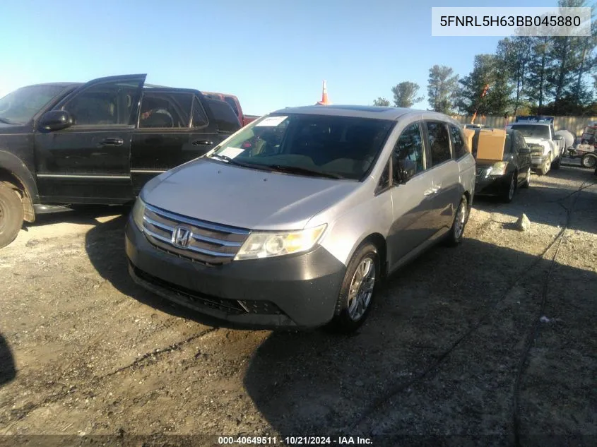 2011 Honda Odyssey Ex-L VIN: 5FNRL5H63BB045880 Lot: 40649511