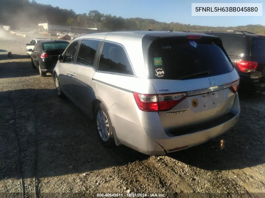 2011 Honda Odyssey Ex-L VIN: 5FNRL5H63BB045880 Lot: 40649511