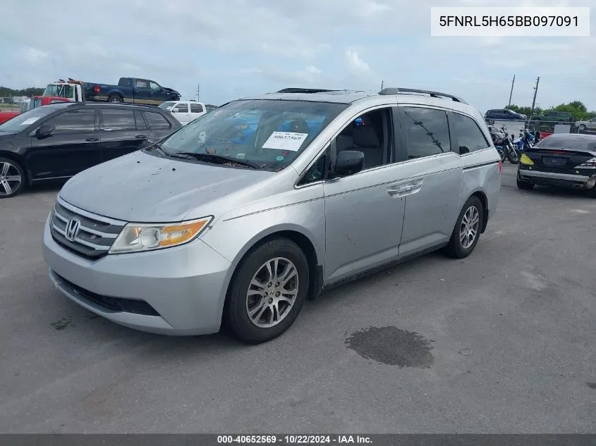 2011 Honda Odyssey Ex-L VIN: 5FNRL5H65BB097091 Lot: 40652569