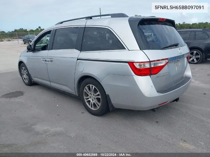 2011 Honda Odyssey Ex-L VIN: 5FNRL5H65BB097091 Lot: 40652569