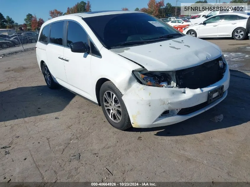 2011 Honda Odyssey Ex-L VIN: 5FNRL5H68BB029402 Lot: 40664926