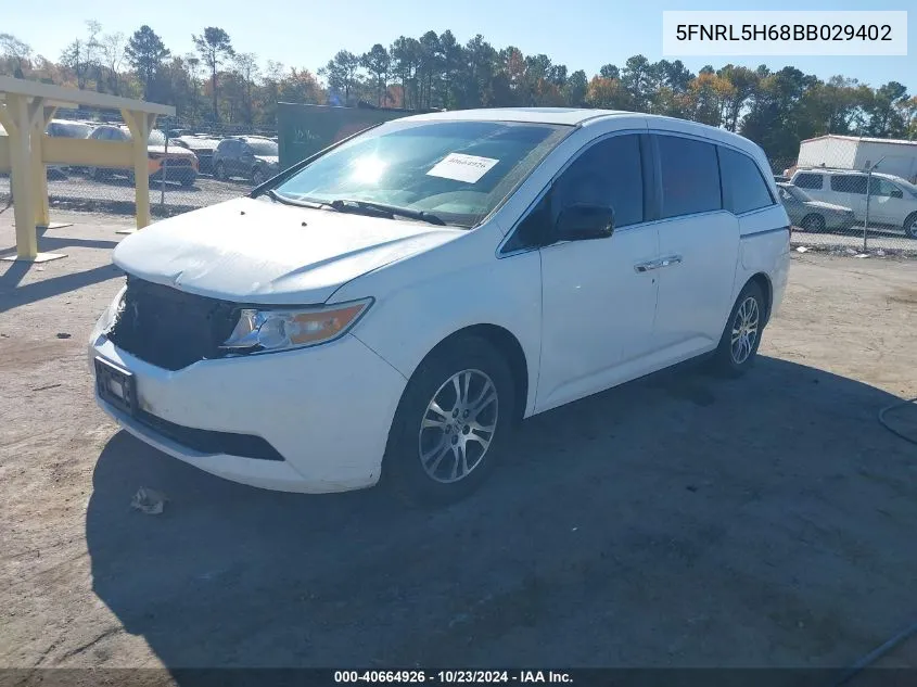 2011 Honda Odyssey Ex-L VIN: 5FNRL5H68BB029402 Lot: 40664926