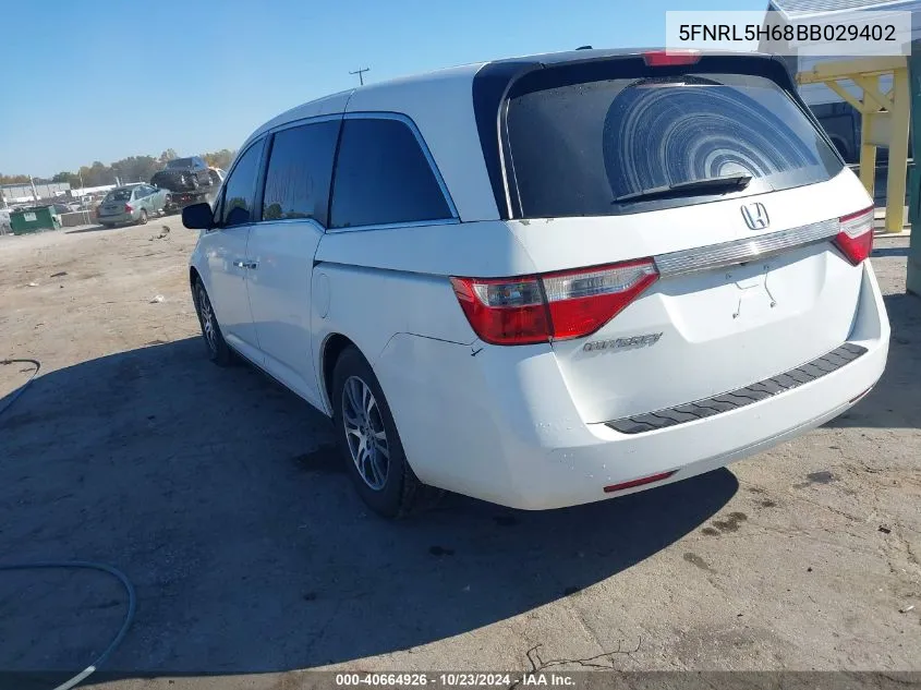 2011 Honda Odyssey Ex-L VIN: 5FNRL5H68BB029402 Lot: 40664926