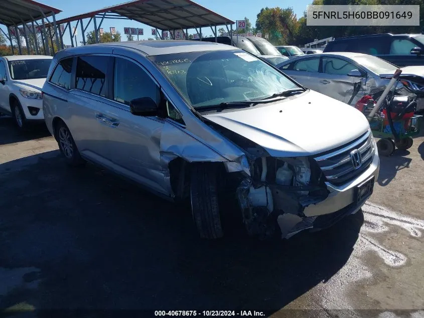 2011 Honda Odyssey Ex-L VIN: 5FNRL5H60BB091649 Lot: 40678675