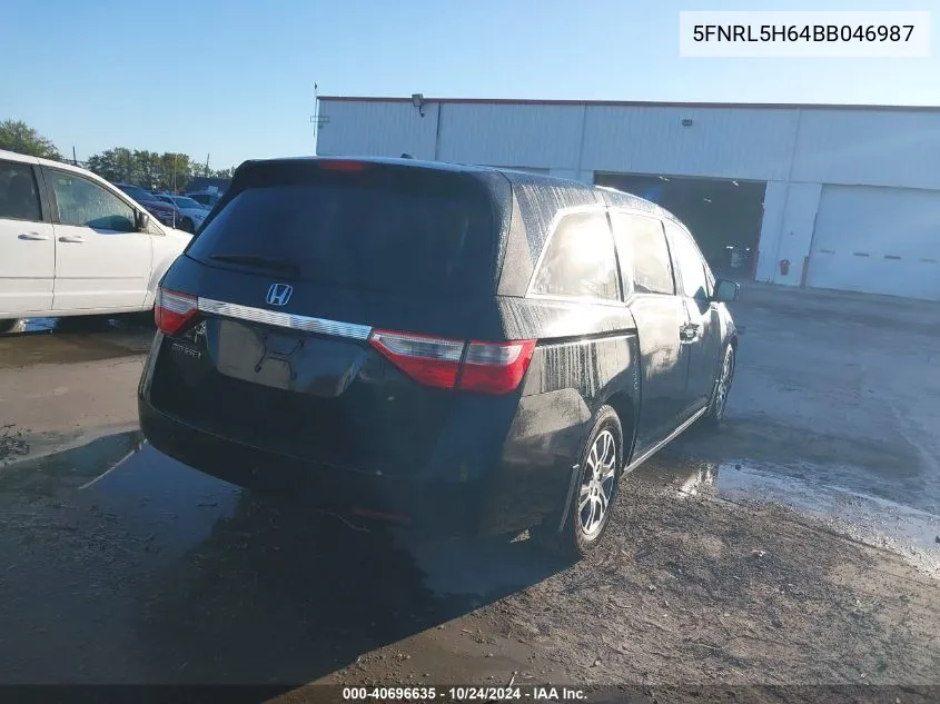 2011 Honda Odyssey Ex-L VIN: 5FNRL5H64BB046987 Lot: 40696635