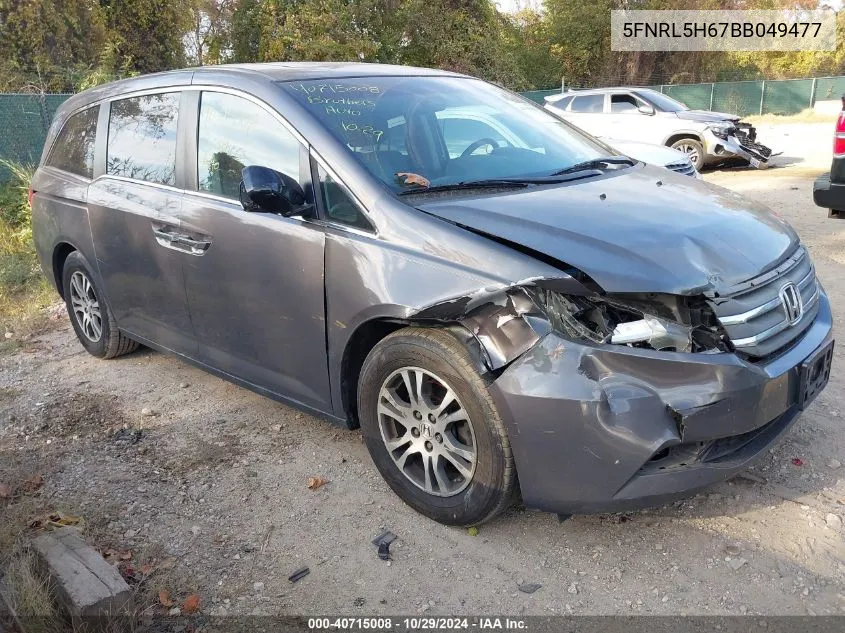 2011 Honda Odyssey Ex-L VIN: 5FNRL5H67BB049477 Lot: 40715008