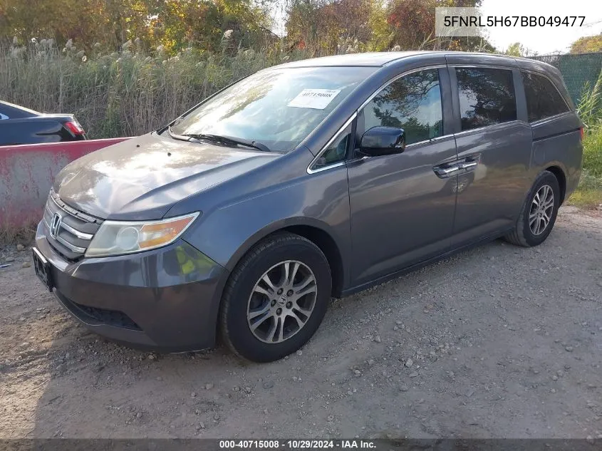 2011 Honda Odyssey Ex-L VIN: 5FNRL5H67BB049477 Lot: 40715008