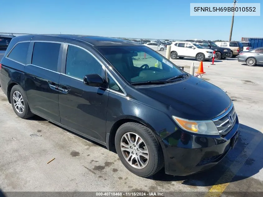 2011 Honda Odyssey Ex-L VIN: 5FNRL5H69BB010552 Lot: 40718468