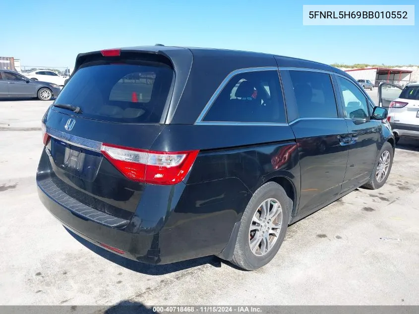 2011 Honda Odyssey Ex-L VIN: 5FNRL5H69BB010552 Lot: 40718468