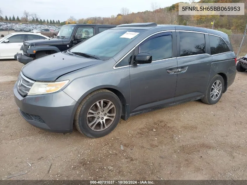 2011 Honda Odyssey Ex-L VIN: 5FNRL5H65BB065953 Lot: 40731037