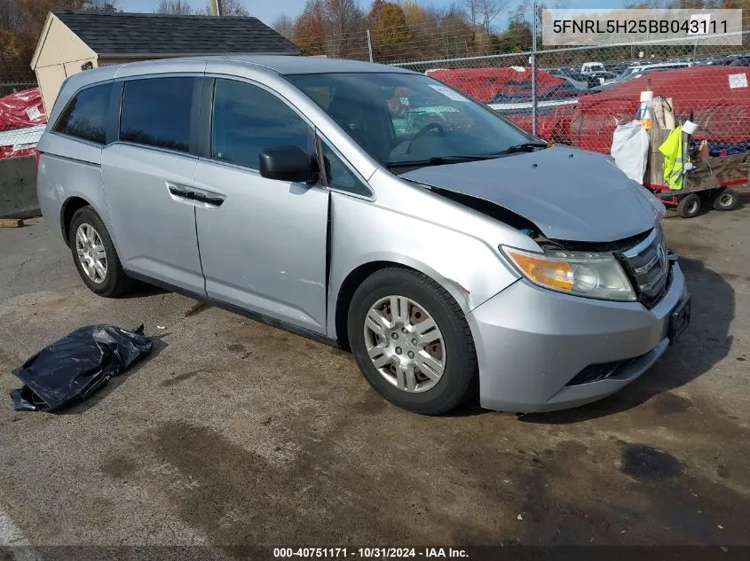 2011 Honda Odyssey Lx VIN: 5FNRL5H25BB043111 Lot: 40751171