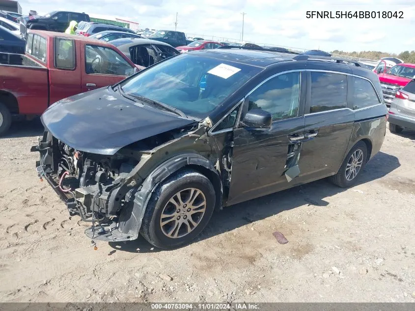 2011 Honda Odyssey Ex-L VIN: 5FNRL5H64BB018042 Lot: 40753094