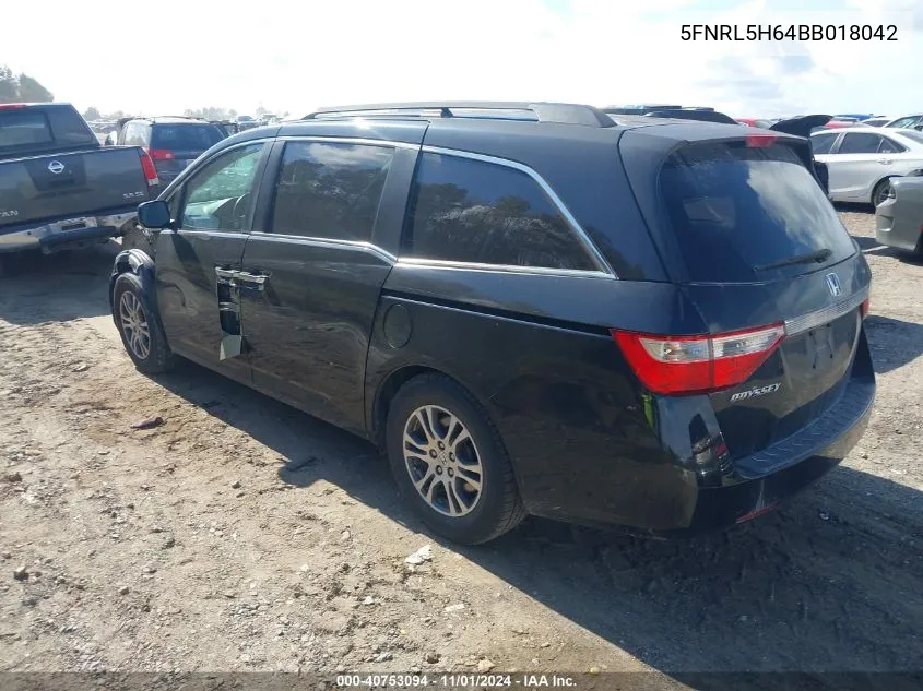 2011 Honda Odyssey Ex-L VIN: 5FNRL5H64BB018042 Lot: 40753094