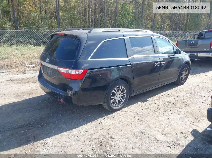 2011 Honda Odyssey Ex-L VIN: 5FNRL5H64BB018042 Lot: 40753094