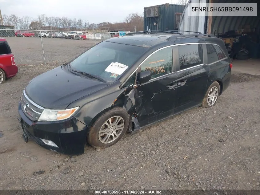 2011 Honda Odyssey Ex-L VIN: 5FNRL5H65BB091498 Lot: 40769595