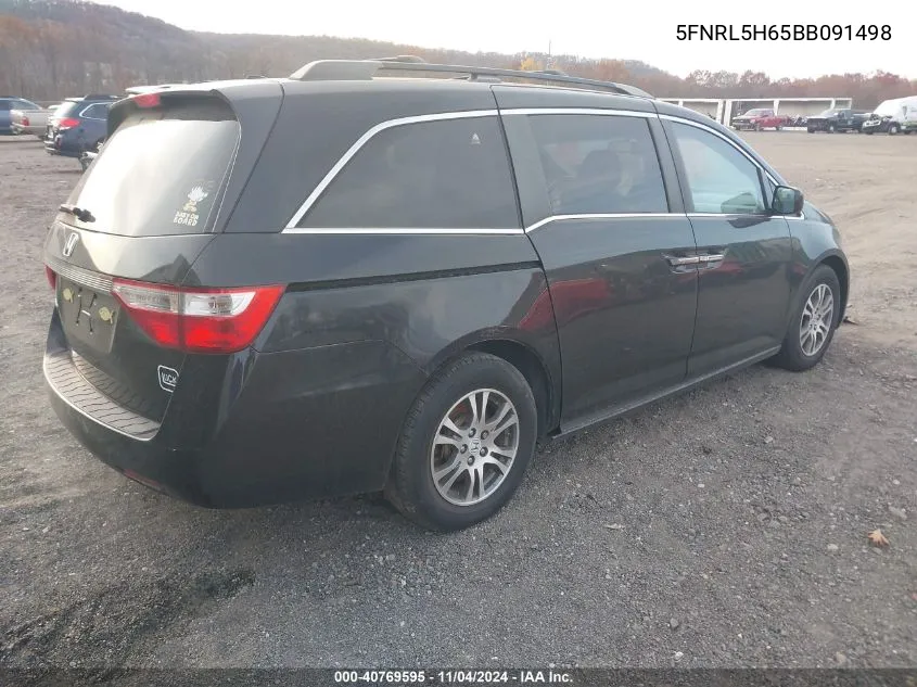 2011 Honda Odyssey Ex-L VIN: 5FNRL5H65BB091498 Lot: 40769595