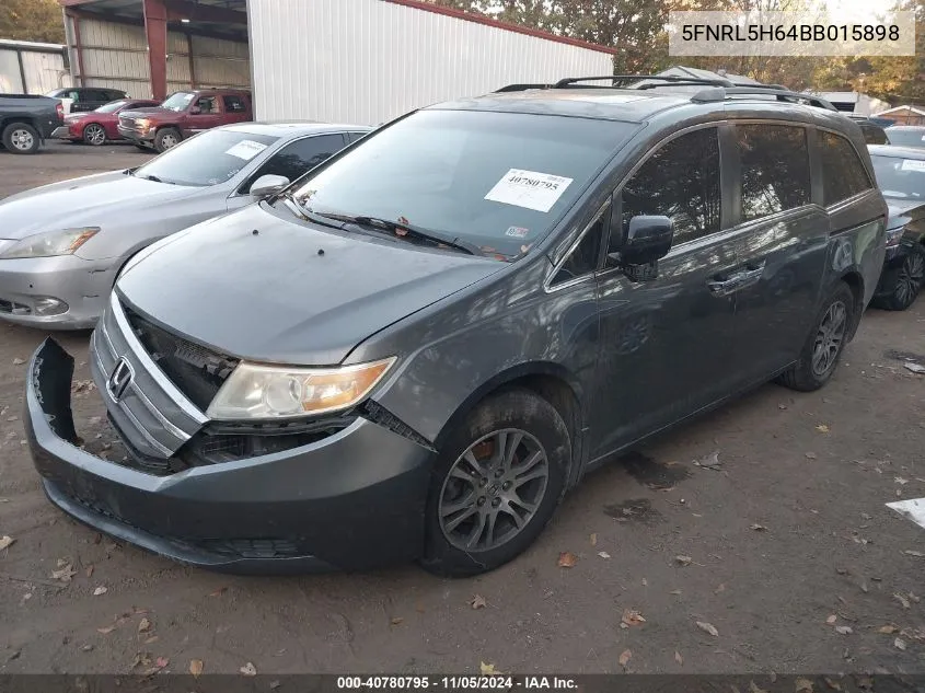 2011 Honda Odyssey Ex-L VIN: 5FNRL5H64BB015898 Lot: 40780795