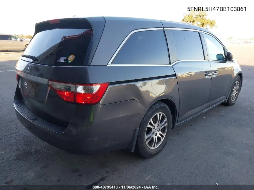 2011 Honda Odyssey Ex VIN: 5FNRL5H47BB103861 Lot: 40795413