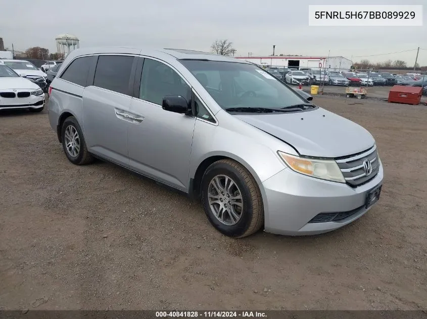 2011 Honda Odyssey Ex-L VIN: 5FNRL5H67BB089929 Lot: 40841828