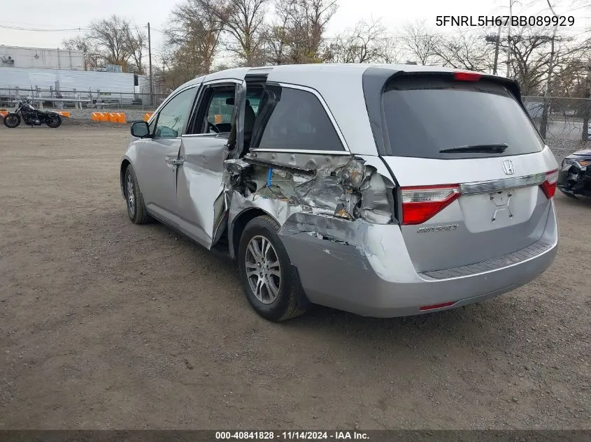 2011 Honda Odyssey Ex-L VIN: 5FNRL5H67BB089929 Lot: 40841828