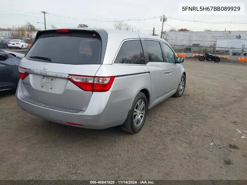 2011 Honda Odyssey Ex-L VIN: 5FNRL5H67BB089929 Lot: 40841828