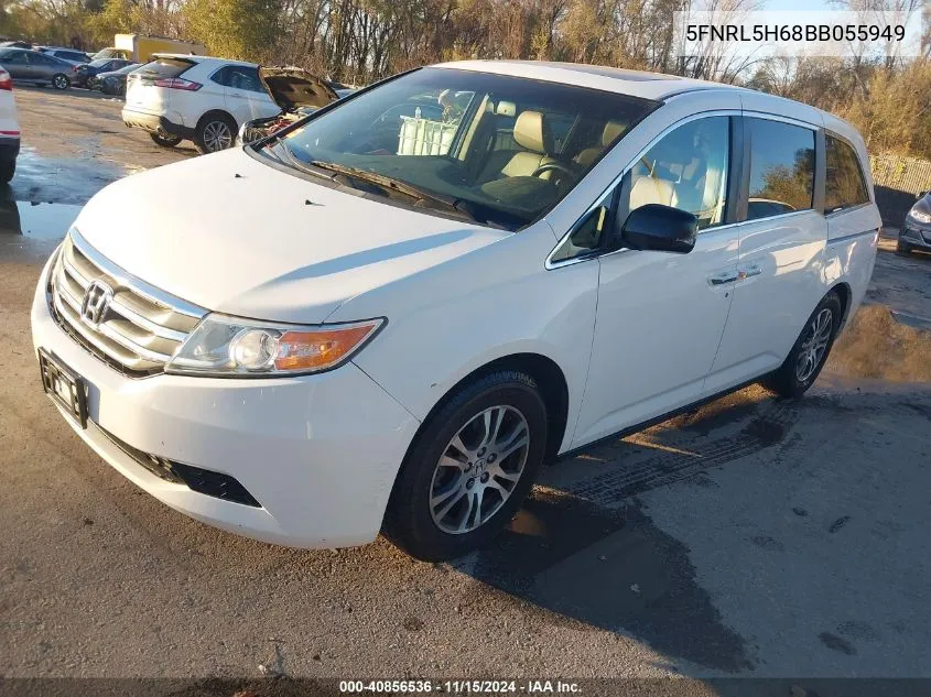 2011 Honda Odyssey Ex-L VIN: 5FNRL5H68BB055949 Lot: 40856536