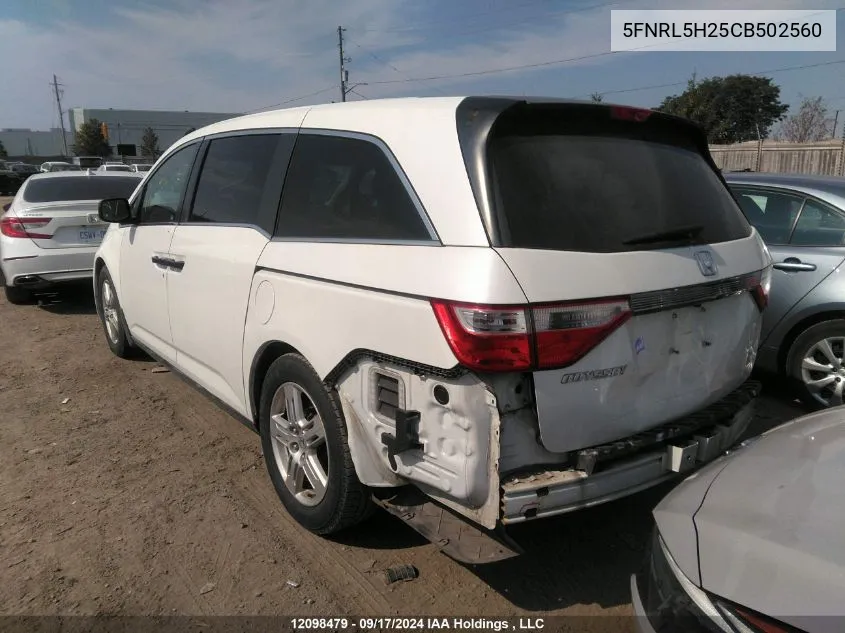 2012 Honda Odyssey VIN: 5FNRL5H25CB502560 Lot: 12098479