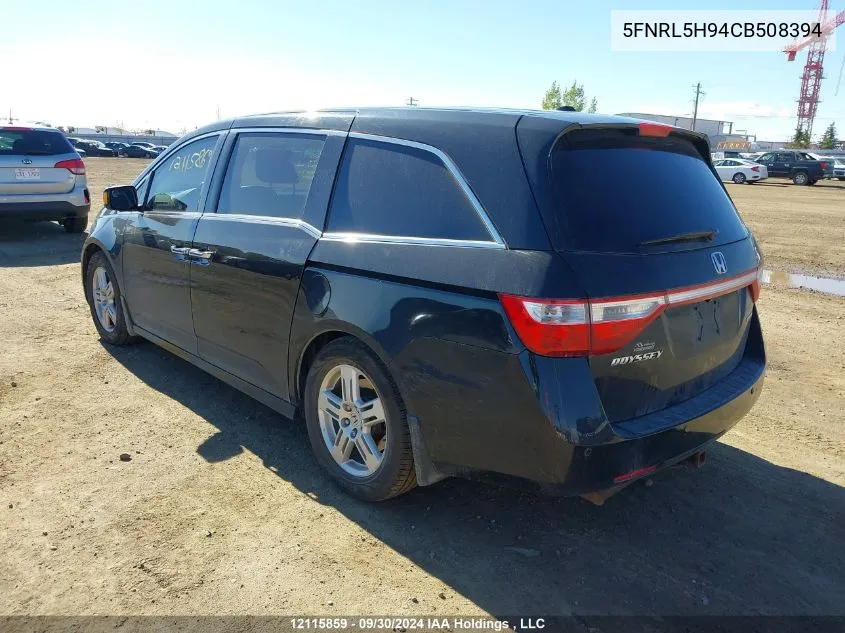 2012 Honda Odyssey Touring/Touring Elite VIN: 5FNRL5H94CB508394 Lot: 12115859